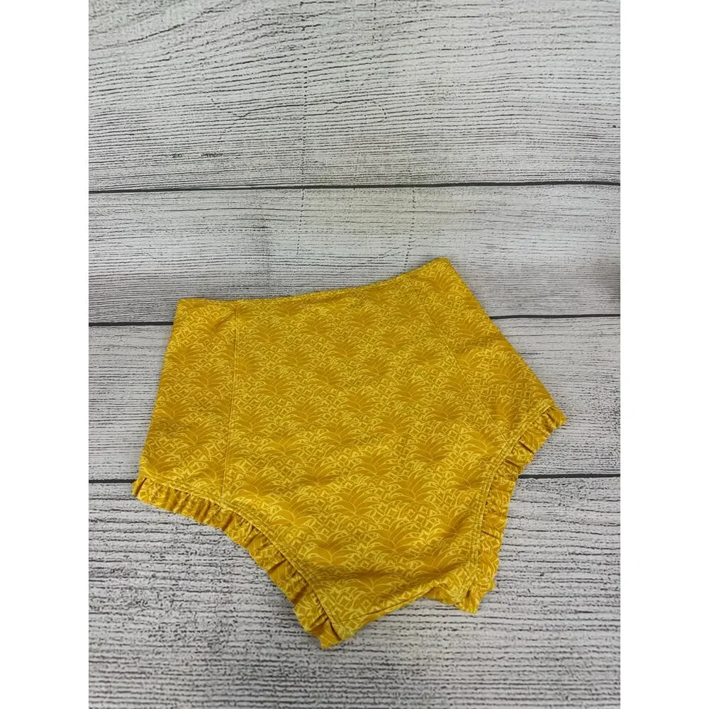 Kortni Jeane Women's Yellow Tropical Ruffle Hem Swim Bottoms Size Small